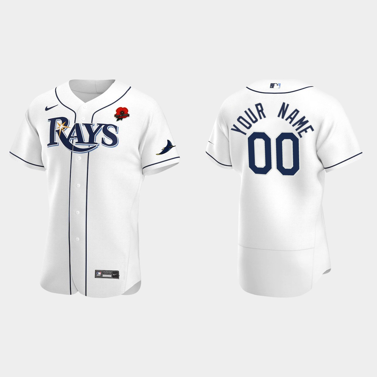 Custom Tampa Bay Rays 2021 Memorial Day Jersey - White