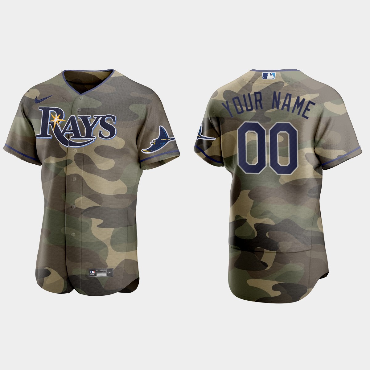Custom Tampa Bay Rays 2021 National Armed Forces Day Jersey – Camo