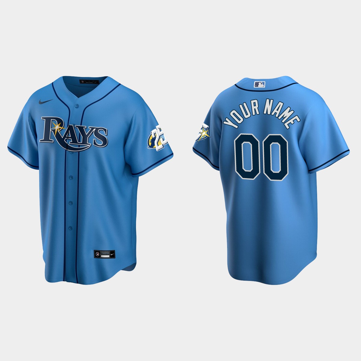 Custom Tampa Bay Rays 25th Anniversary Jersey – Light Blue