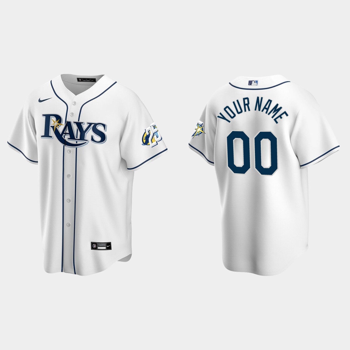 Custom Tampa Bay Rays 25th Anniversary Jersey – White