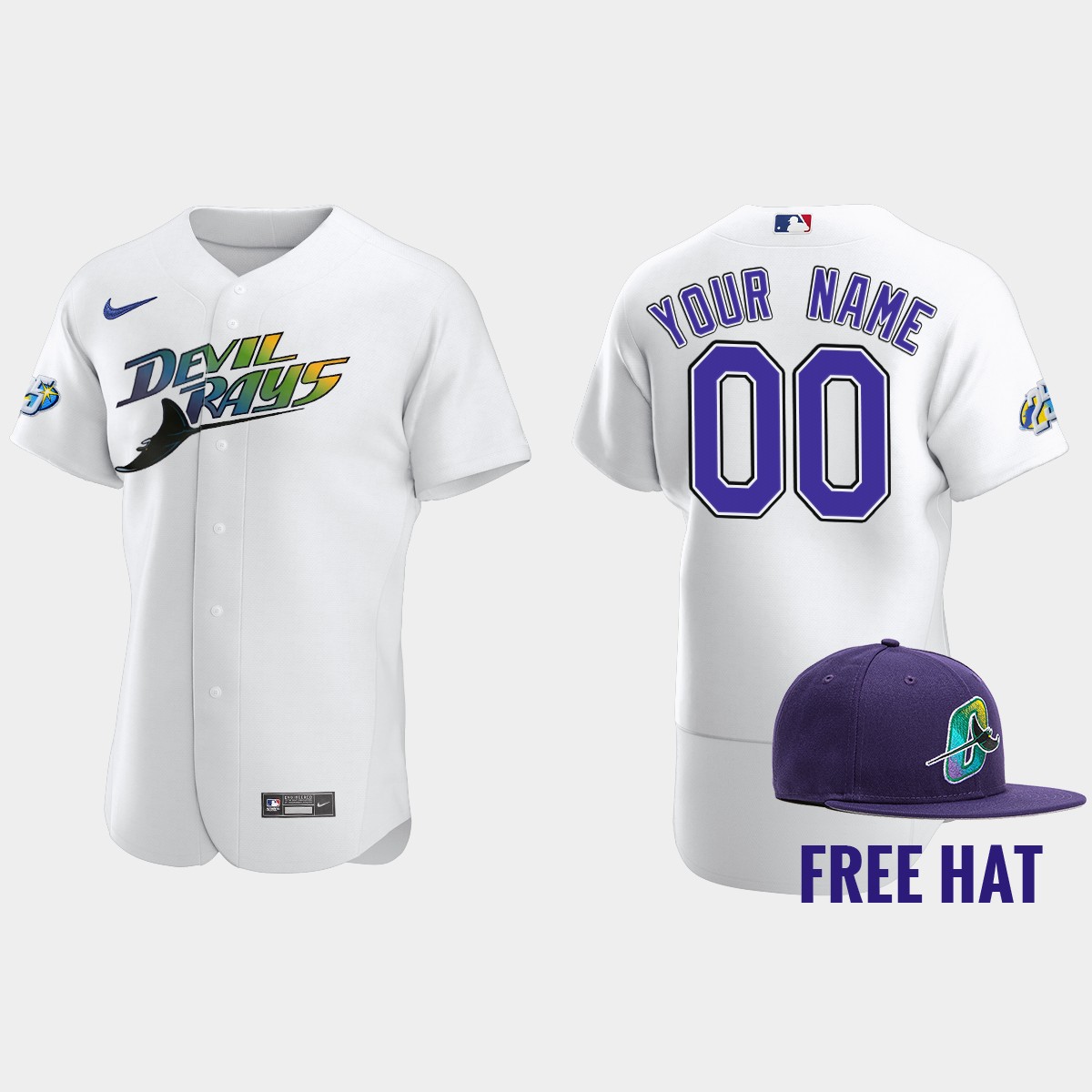 Custom Tampa Bay Rays 25th Anniversary Jersey – White