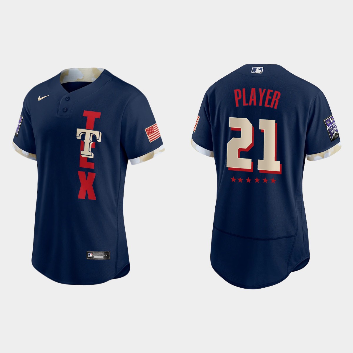 Custom Texas Rangers 2021 MLB All-Star Game Jersey - Navy