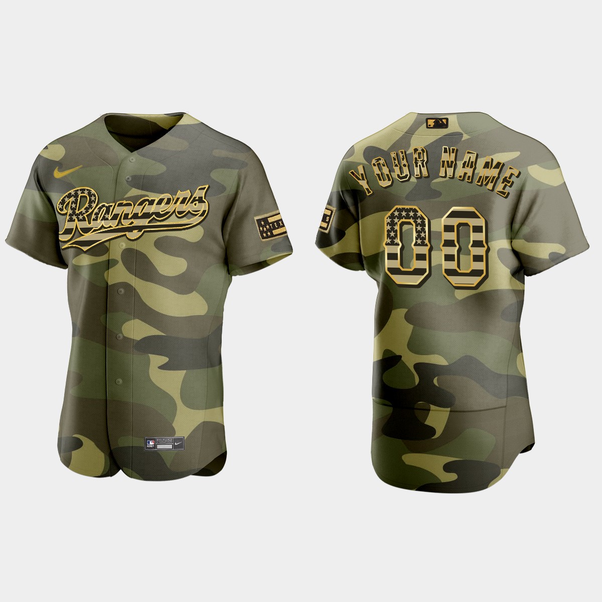 Custom Texas Rangers 2022 Armed Forces Day Jersey – Camo