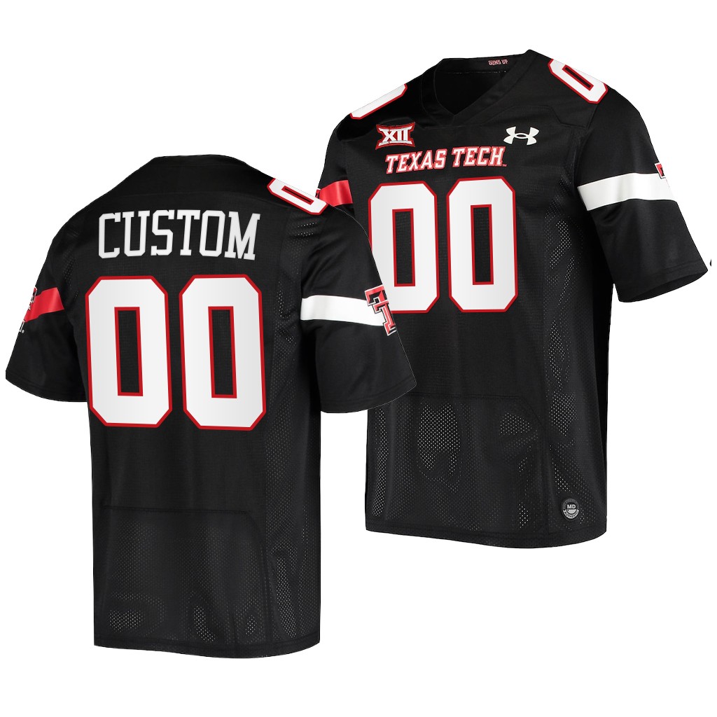 Custom Texas Tech Red Raiders 2022-23 College Jersey Men's Black #00 Uniform