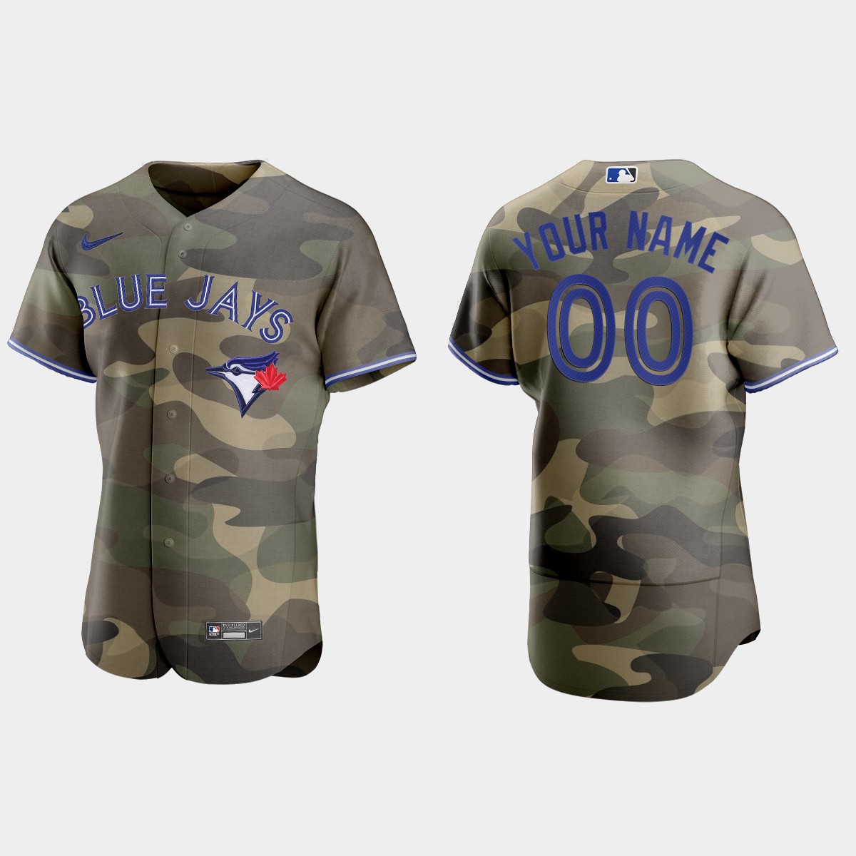 Custom Toronto Blue Jays 2021 National Armed Forces Day Jersey - Camo