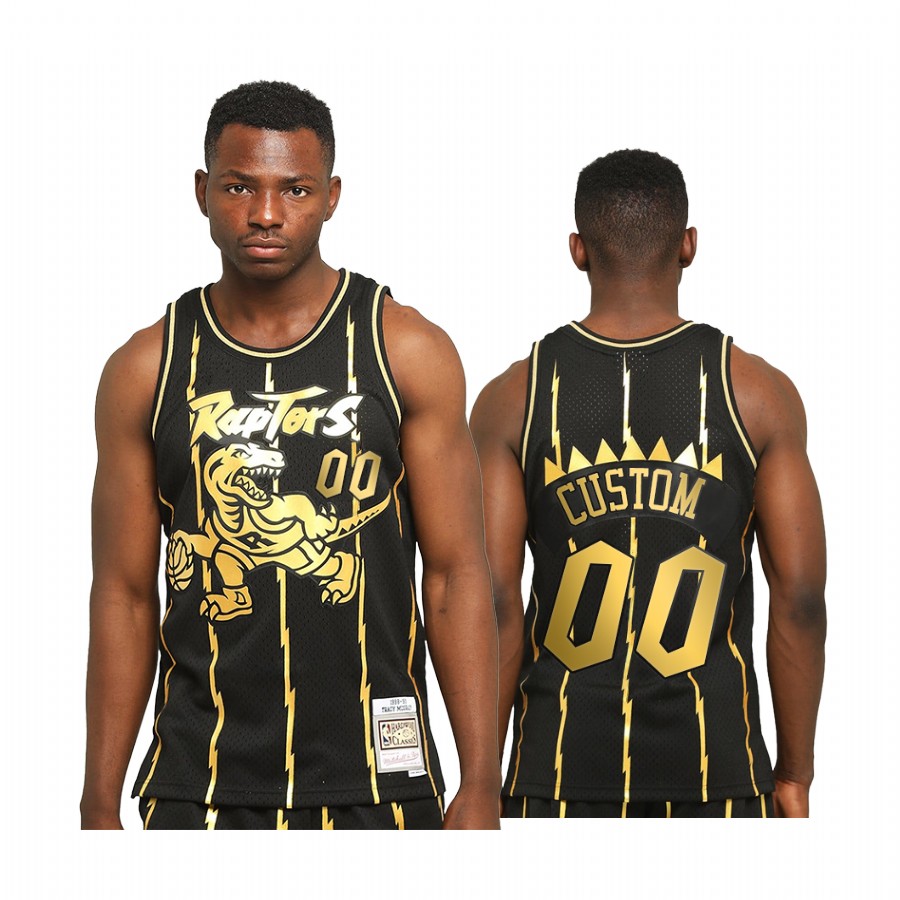 Custom Toronto Raptors 2021 Throwback Black Jersey Golden Limited Allocation