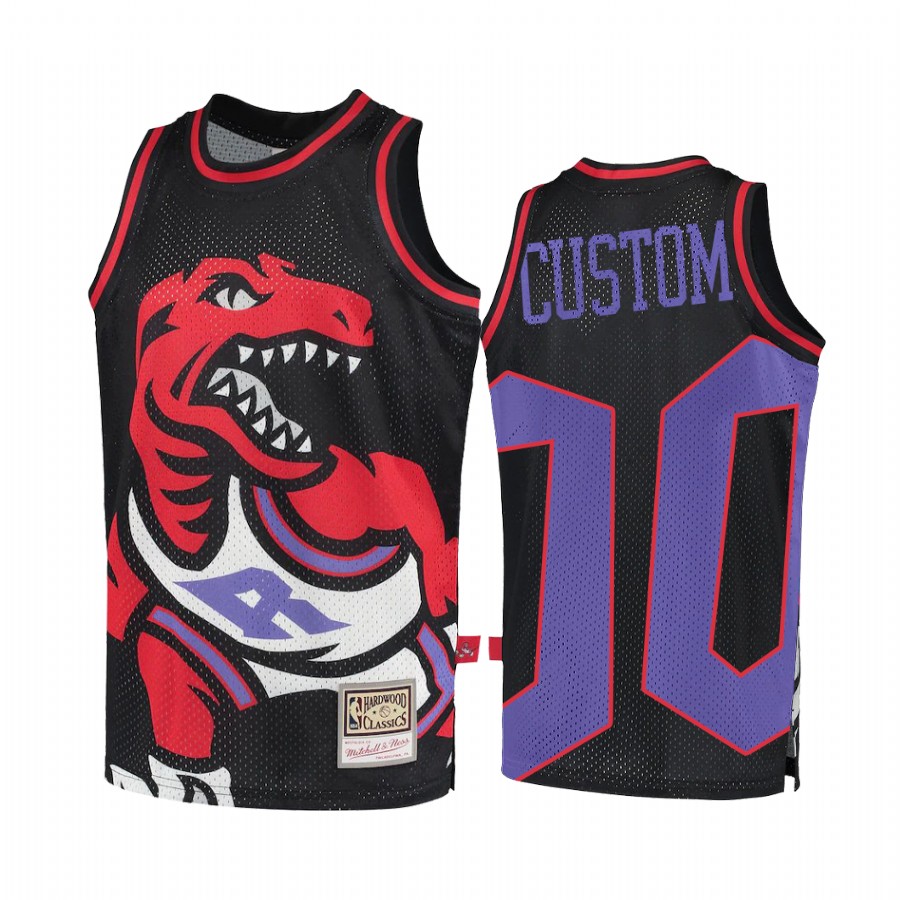 Custom Toronto Raptors Hardwood Classics Black Big Face 2.0 Men's Jersey