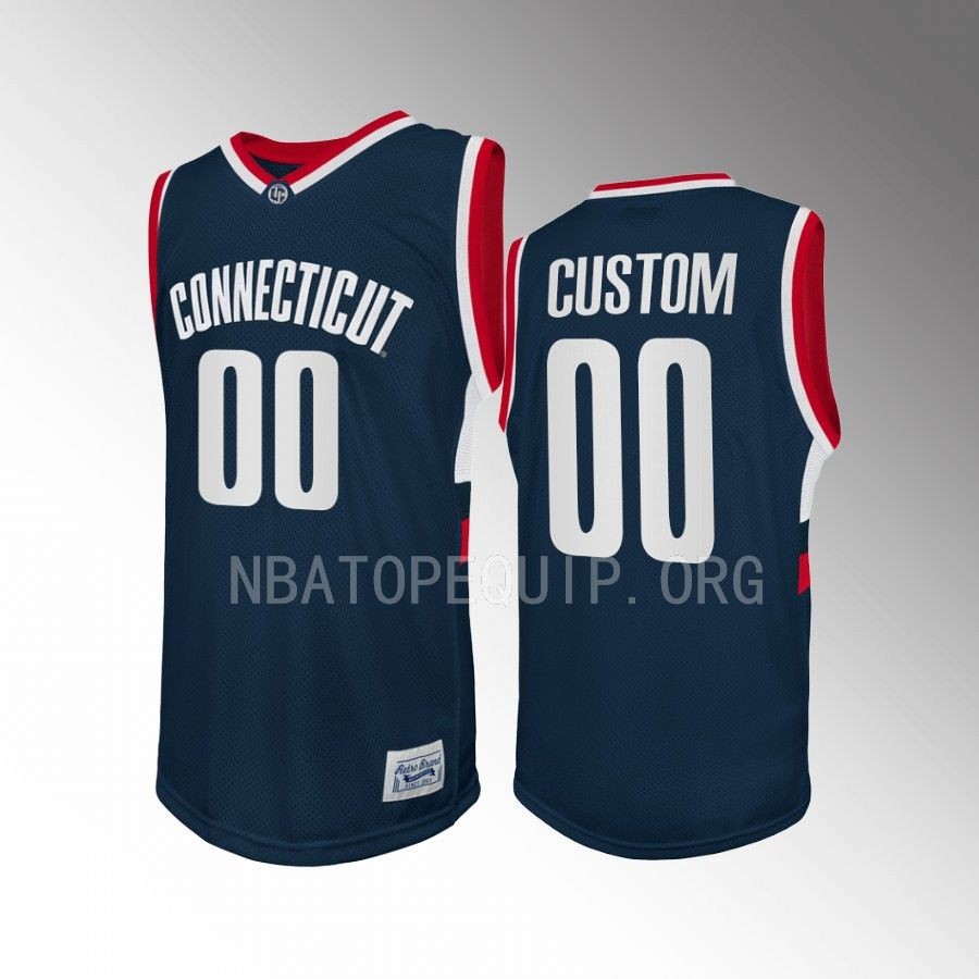 Custom UConn Huskies Navy Jersey 2022-23 Retro
