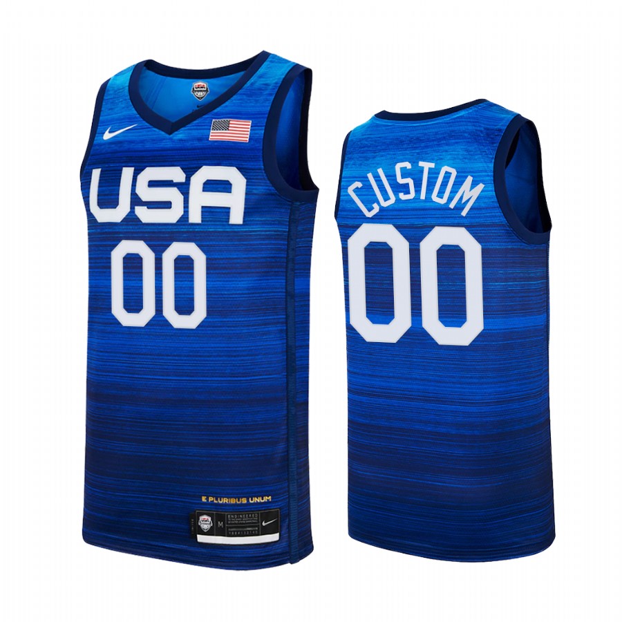 Custom USA #00 Blue 2021 Tokyo Olympics Away Jersey