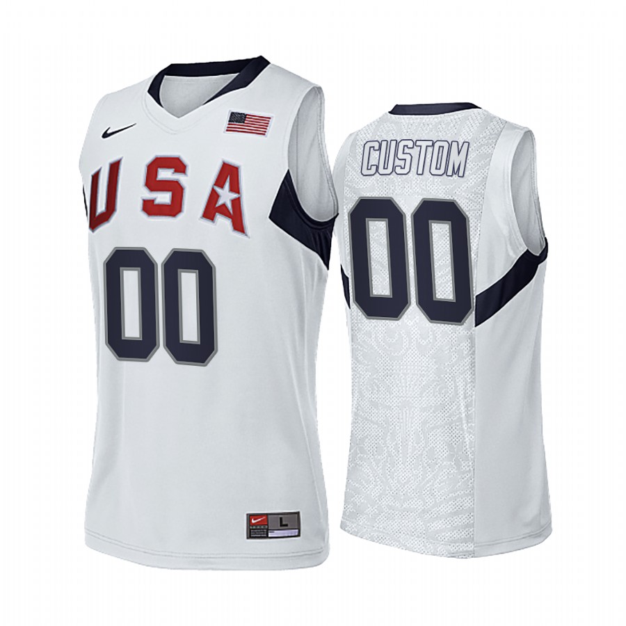 Custom USA #00 White 2008 Summer Olympics Gold Winner Jersey