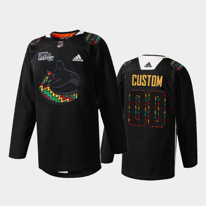 Custom Vancouver Canucks Black History Month 2022 Jersey Black #00 Kente-inspired