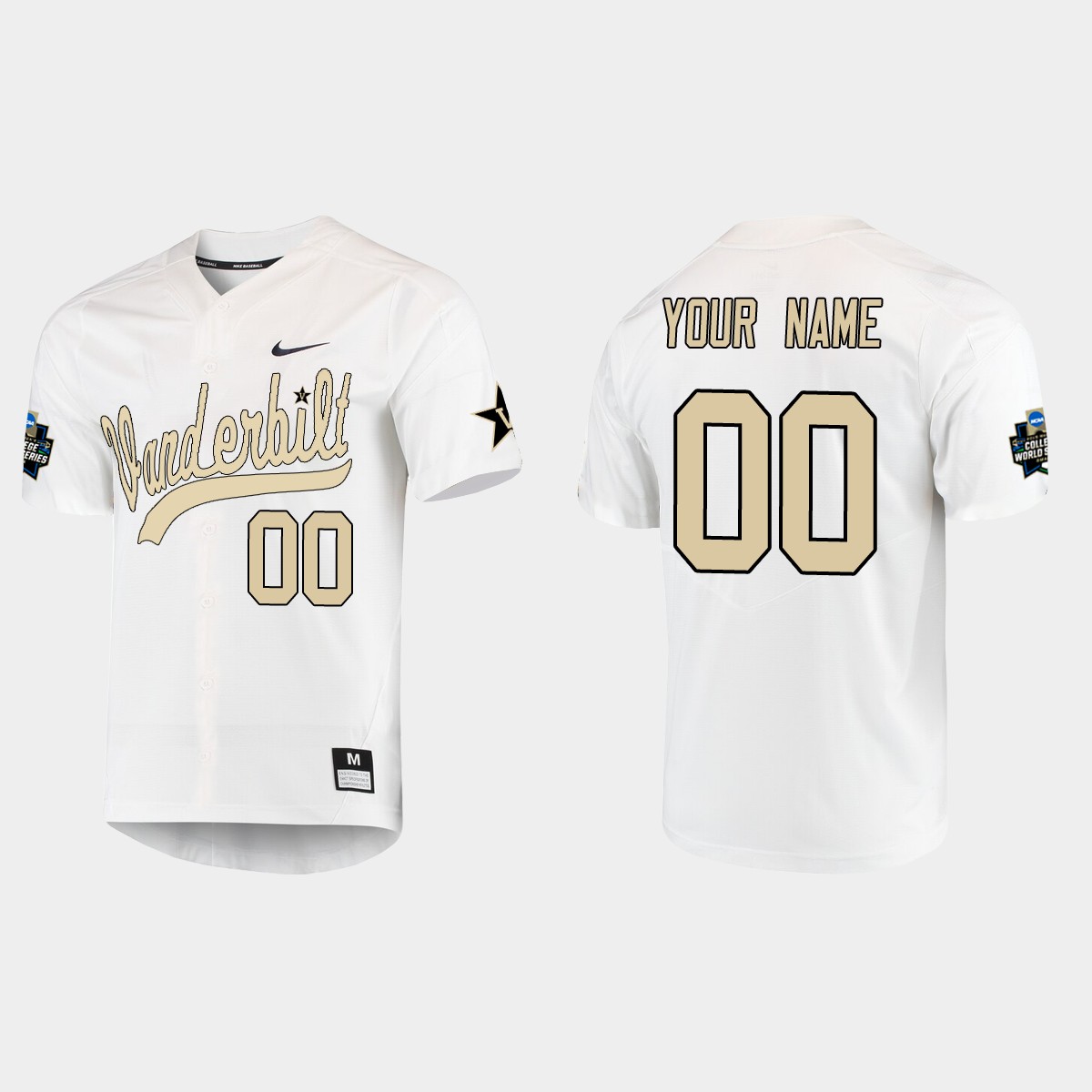 Custom Vanderbilt Commodores College World Series Jersey - White
