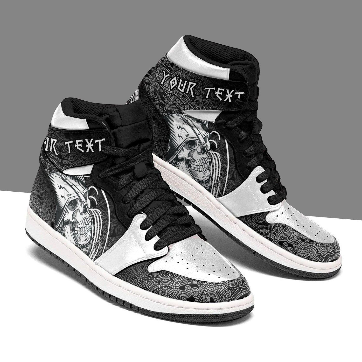 Custom Viking Style Viking Skull Sneakers High Top Air Jordan Sneaker, Air Jordan Hightop