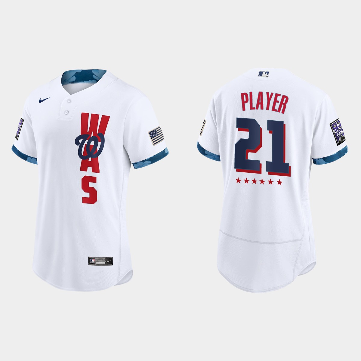 Custom Washington Nationals 2021 MLB All-Star Game Jersey – White