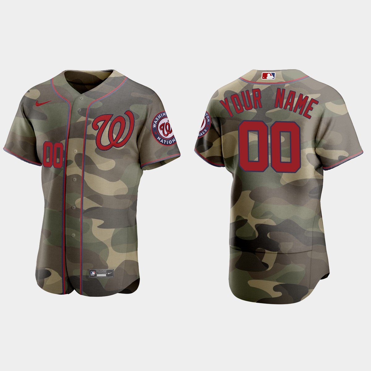 Custom Washington Nationals 2021 National Armed Forces Day Jersey – Camo