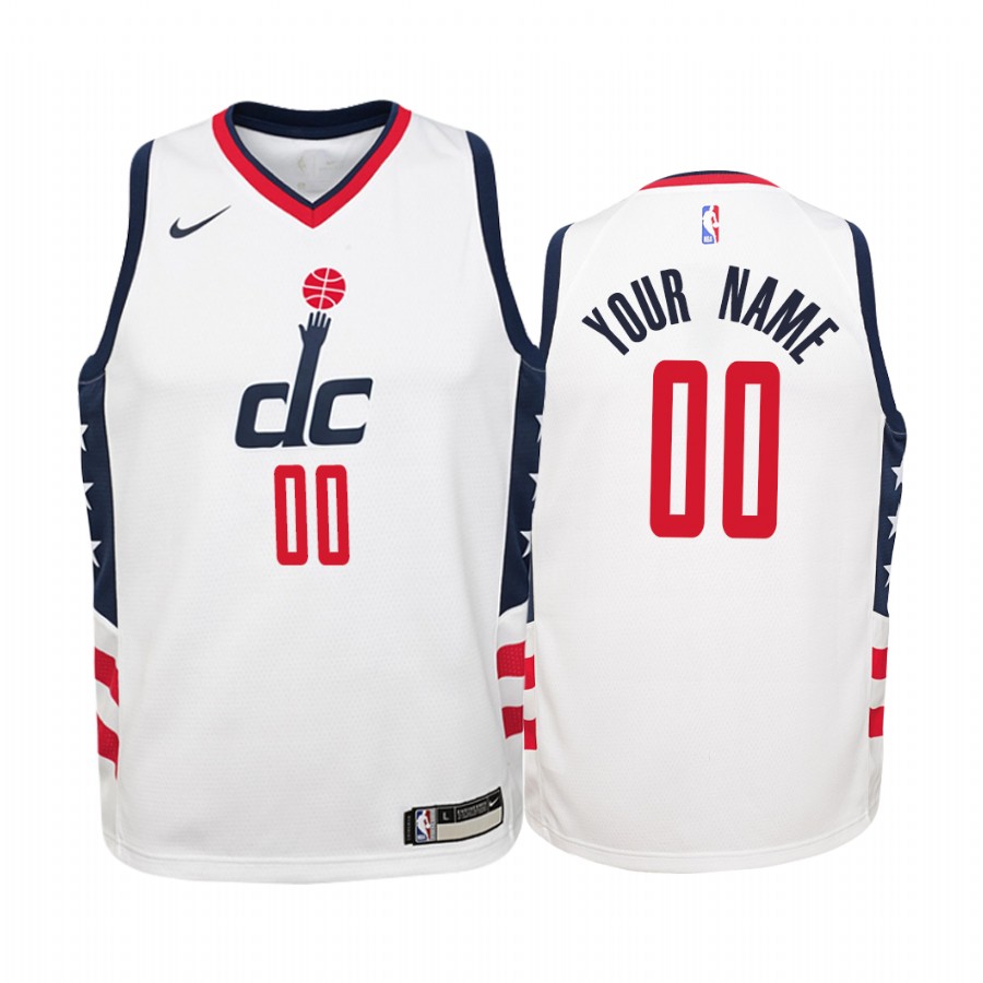 Custom Washington Wizards White City 2019-20 Jersey - Youth