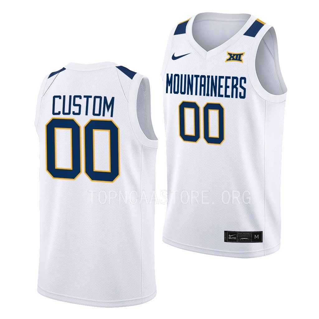 Custom West Virginia Mountaineers #00 White Home Jersey 2022-23