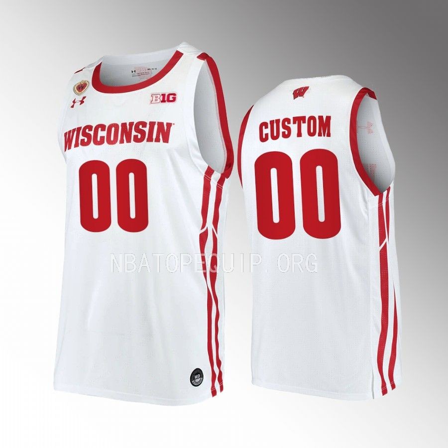 Custom Wisconsin Badgers White Jersey 2022-23 Home