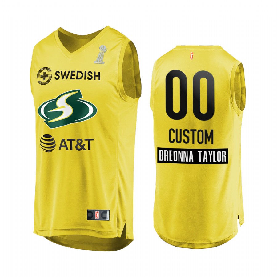 Custom WNBA 2020 WNBA Finals Champions Men Yellow Jersey