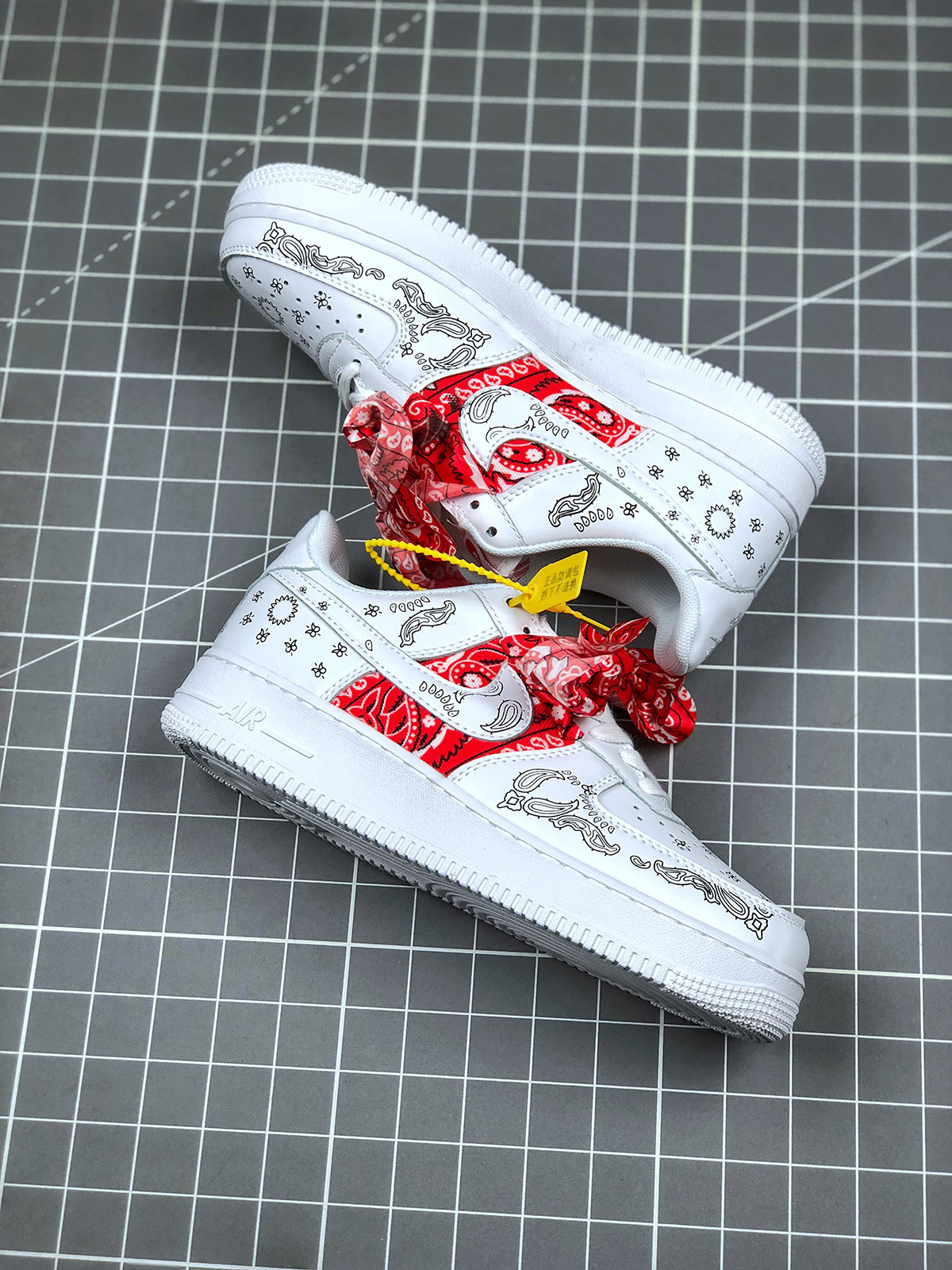 Custom x Nike Air Force 1 Low White Red Black For Sale