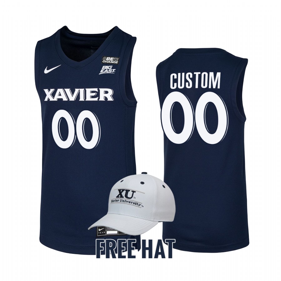 Custom Xavier Musketeers Navy Jersey 2021-22 College Free Hat
