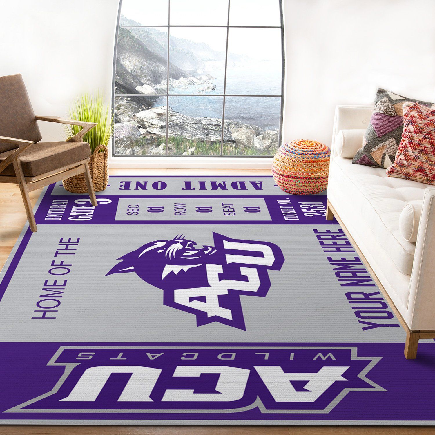 Customizable Abilene Christian Wildcats Rectangle Rug – Custom Size And Printing