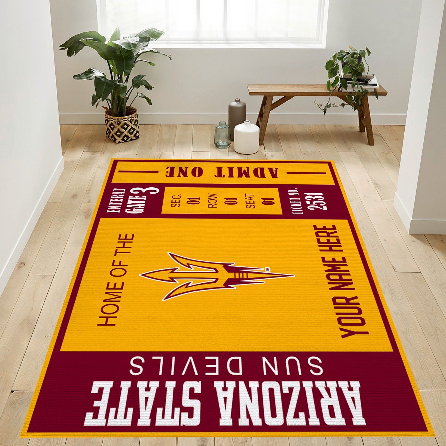 Customizable Arizona State Rectangle Rug – Custom Size And Printing