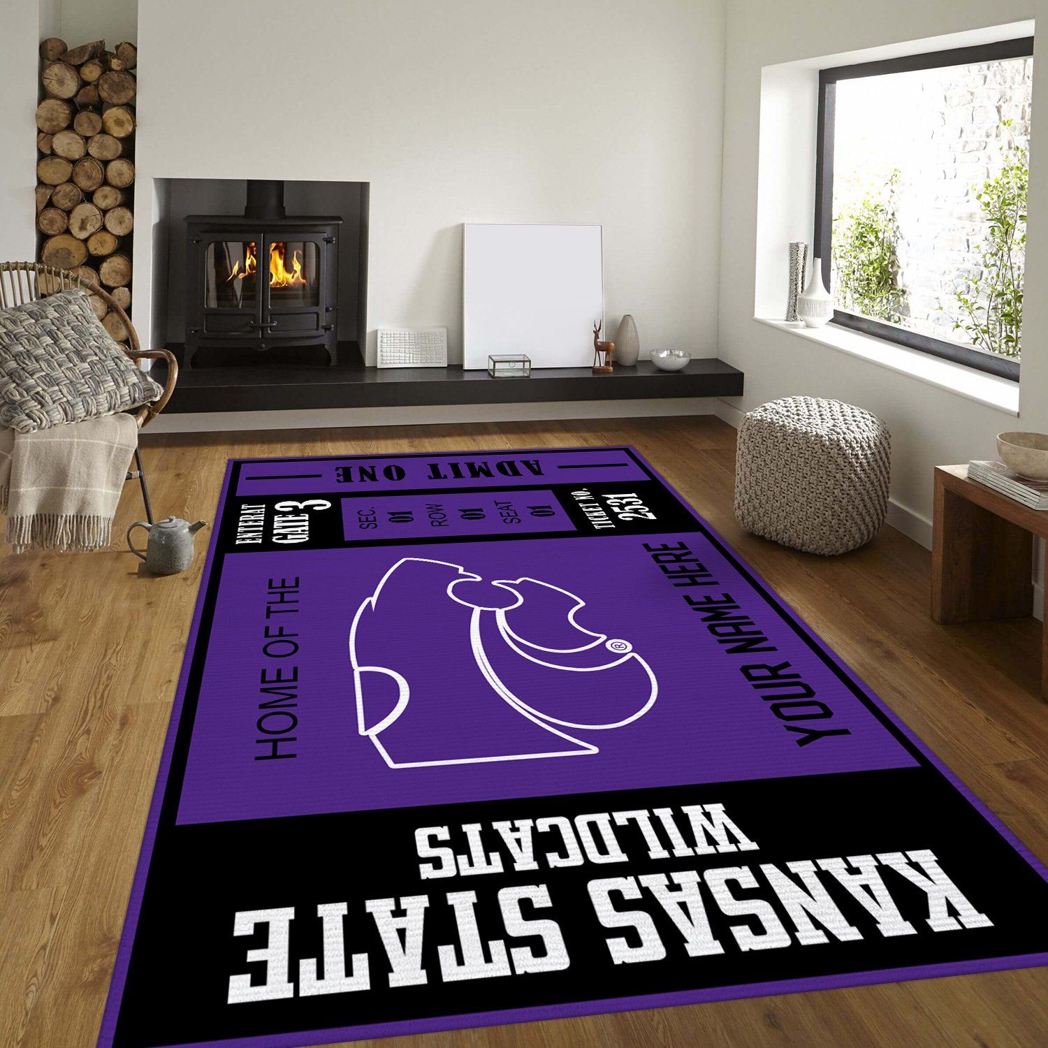 Customizable Kansas State Wildcats Rectangle Rug – Custom Size And Printing