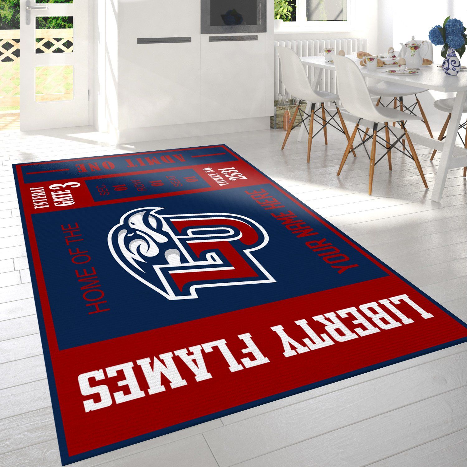 Customizable Liberty Flames Rectangle Rug – Custom Size And Printing