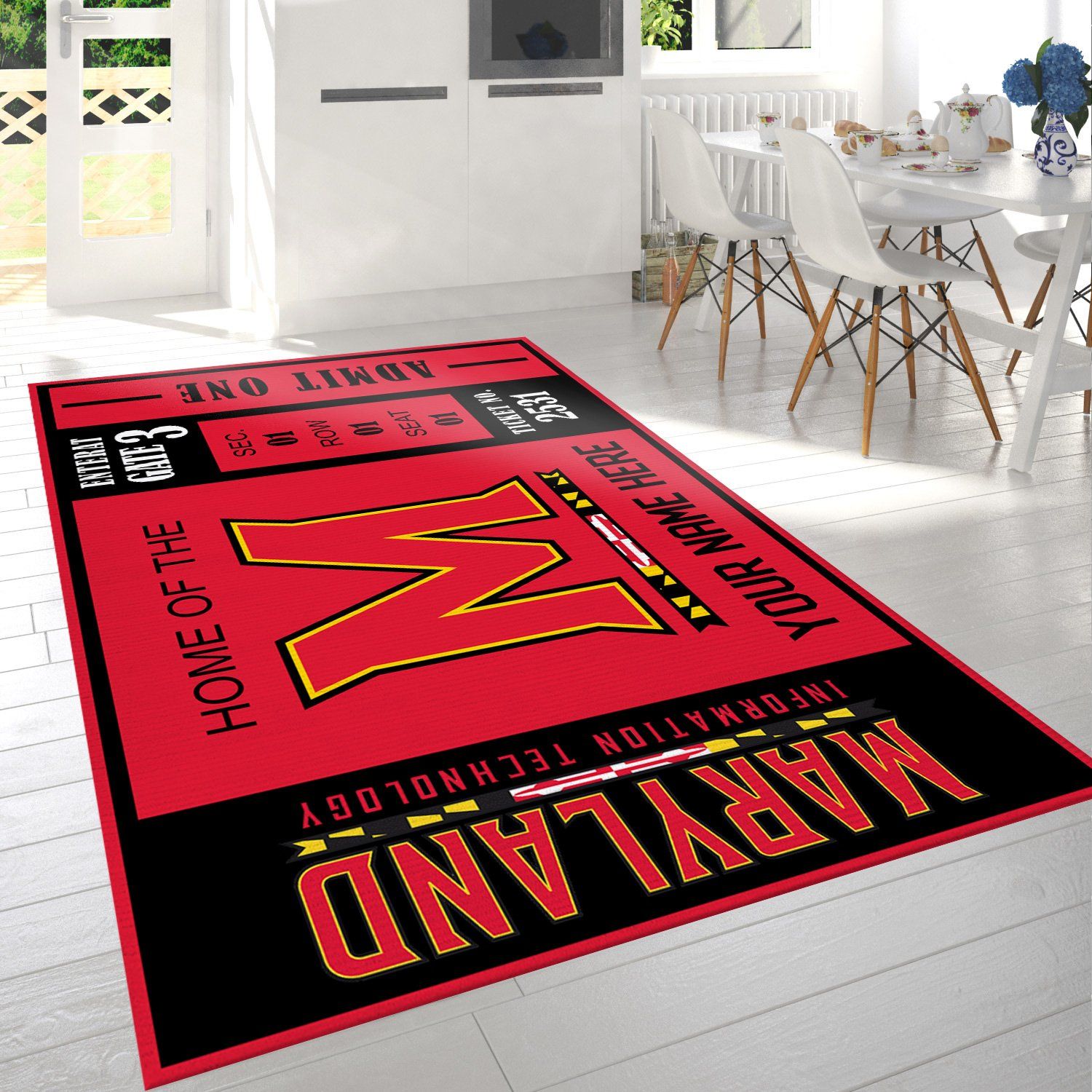 Customizable Maryland Terrapins Rectangle Rug – Custom Size And Printing