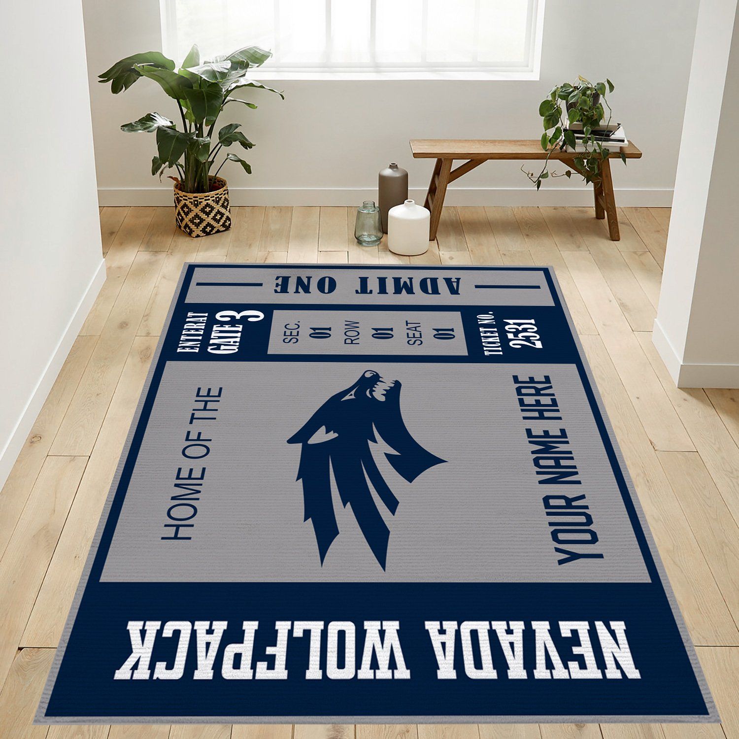 Customizable Nevada Wolfpack Rectangle Rug – Custom Size And Printing