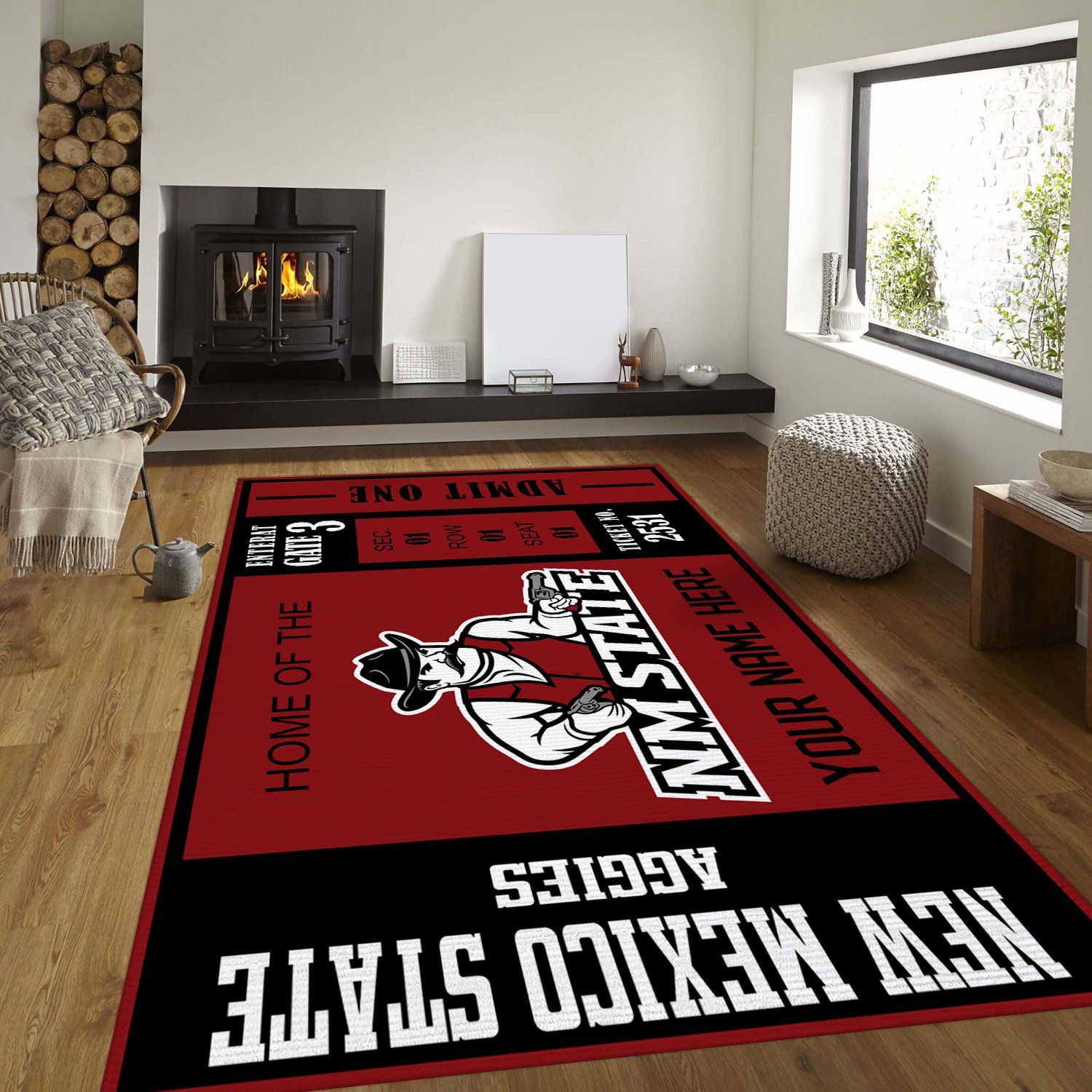 Customizable New Mexico State Aggies Rectangle Rug – Custom Size And Printing