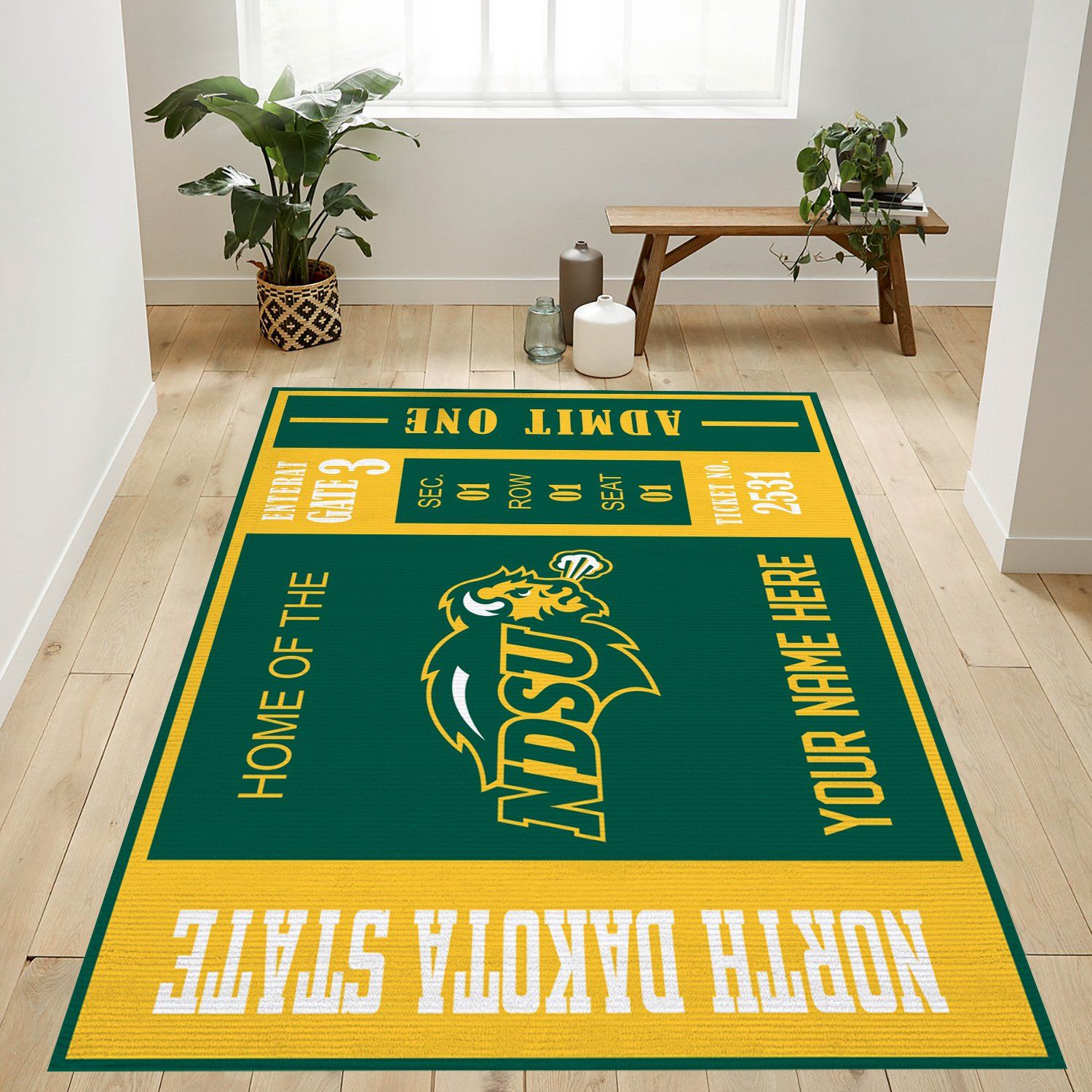 Customizable North Dakota Rectangle Rug – Custom Size And Printing