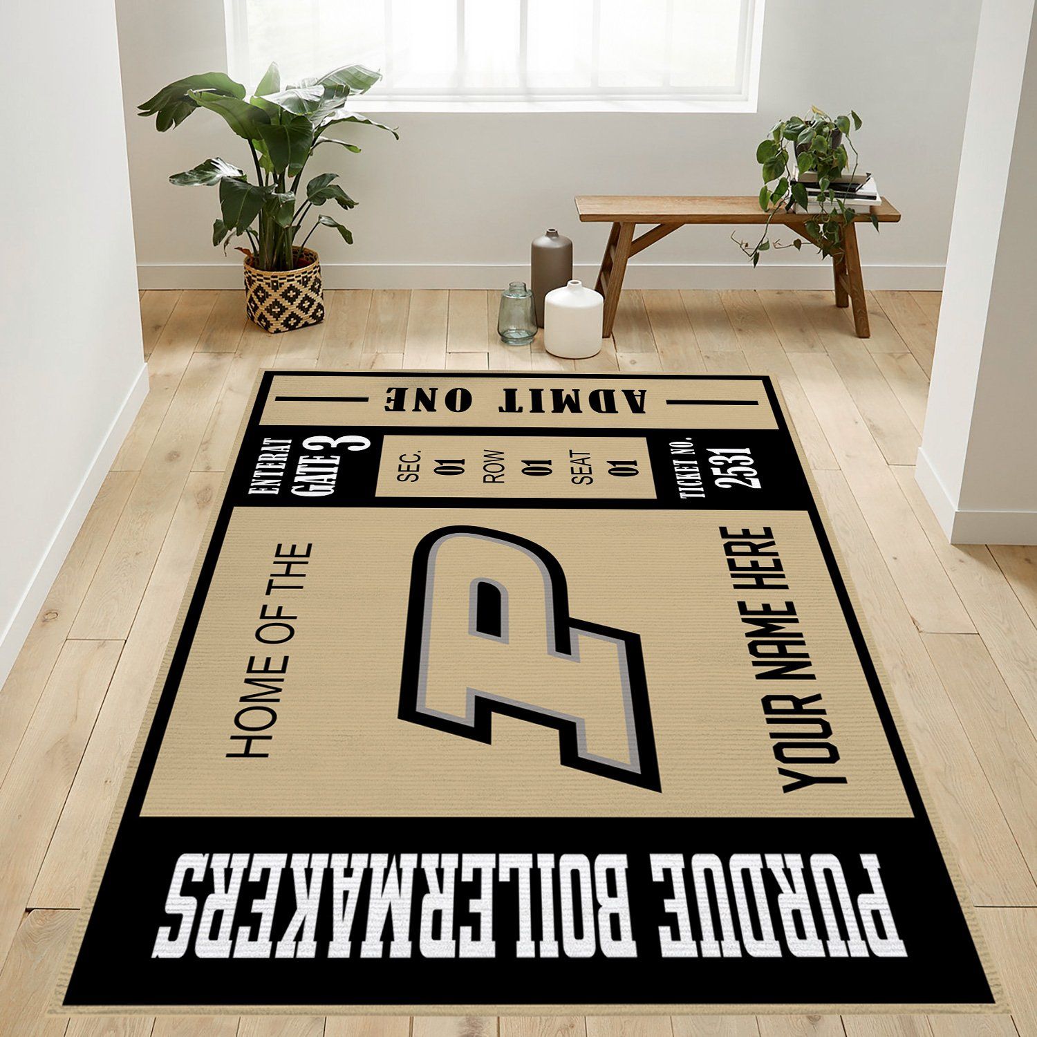 Customizable Purdue Boilermakers Rectangle Rug – Custom Size And Printing