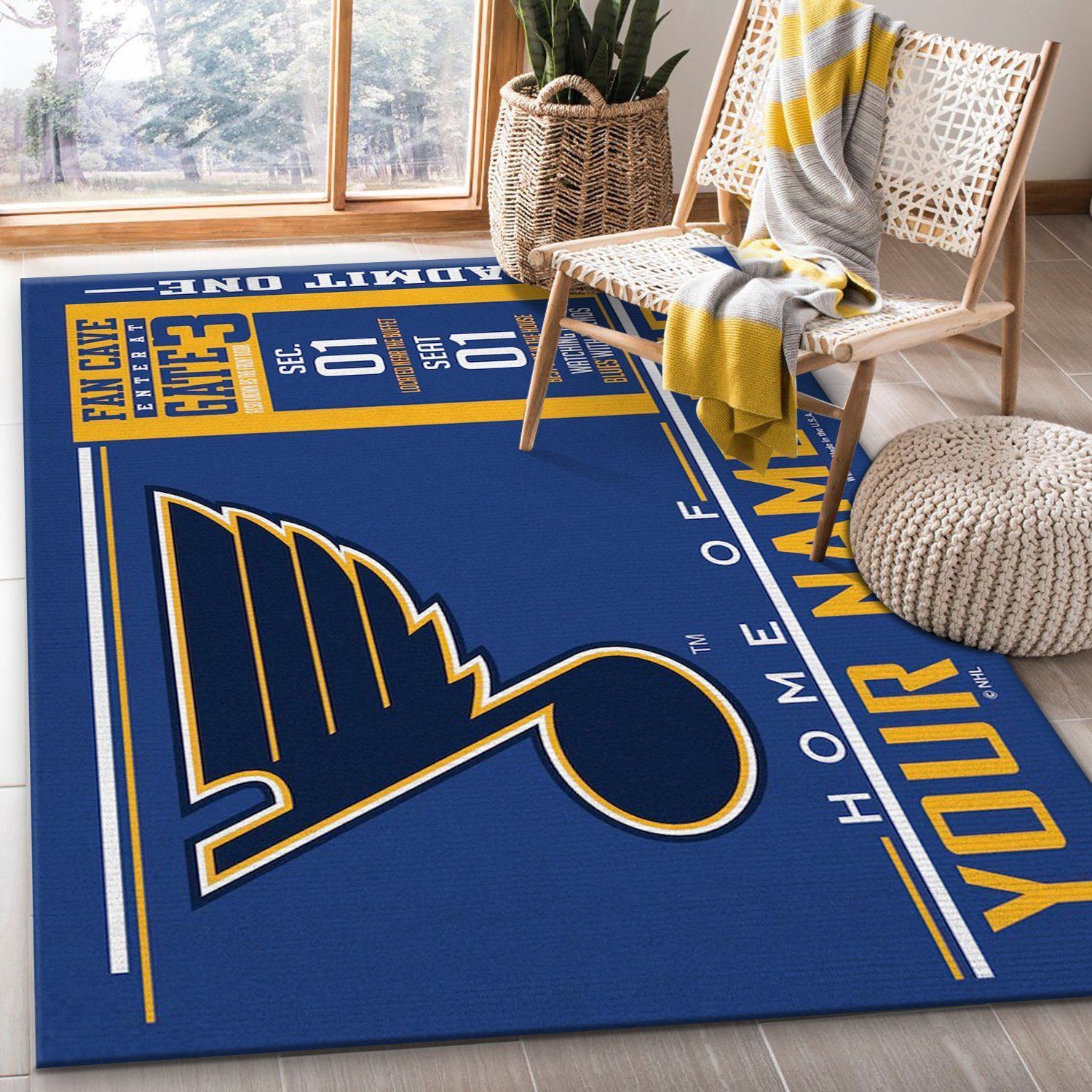Customizable St Louis Blues Rectangle Rug – Custom Size And Printing