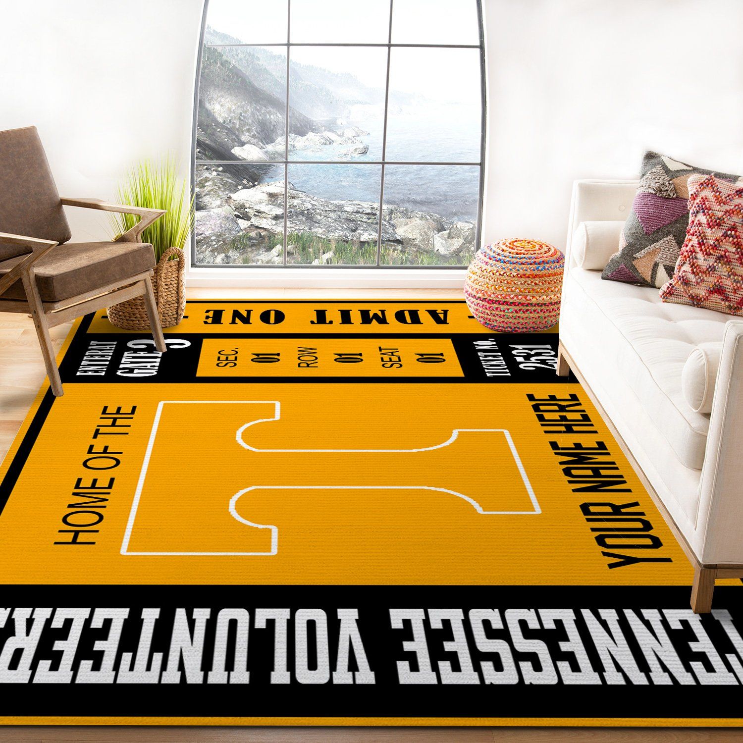 Customizable Tennessee Volunteers Rectangle Rug – Custom Size And Printing