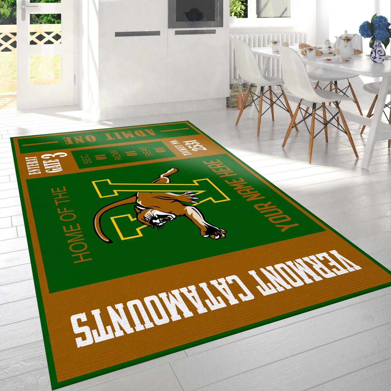 Customizable Vermont Catamounts Rectangle Rug – Custom Size And Printing