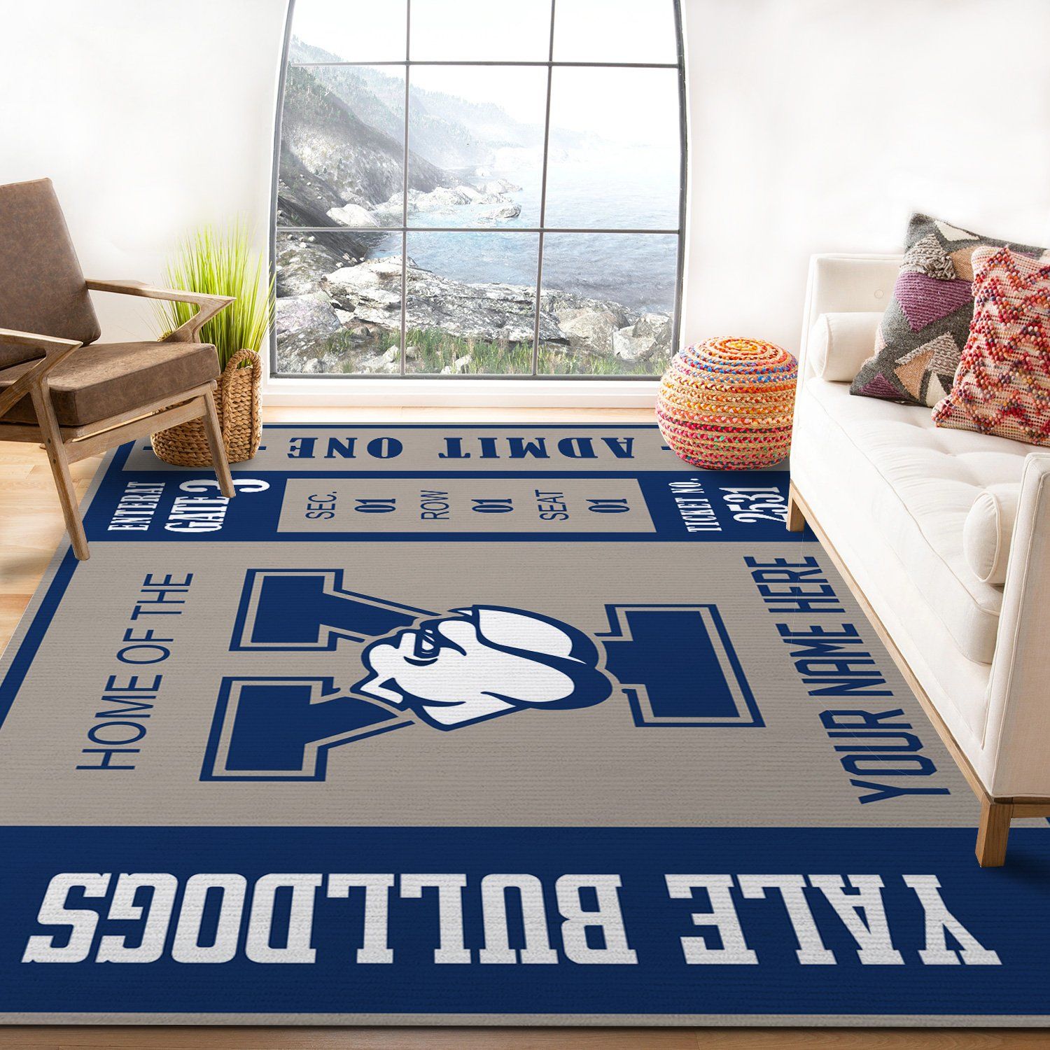 Customizable Yale Bulldogs Rectangle Rug – Custom Size And Printing