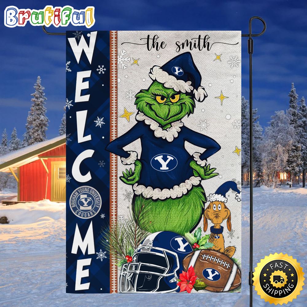 Customize NCAA BYU Garden Flag Grinch Football Christmas Welcome Garden Flag