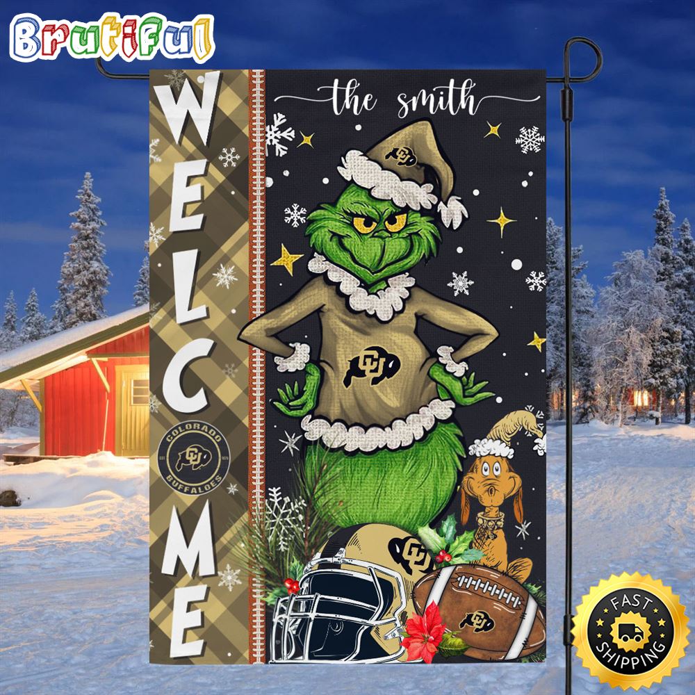 Customize NCAA Colorado Buffaloes Garden Flag Grinch Football Christmas Welcome Garden Flag