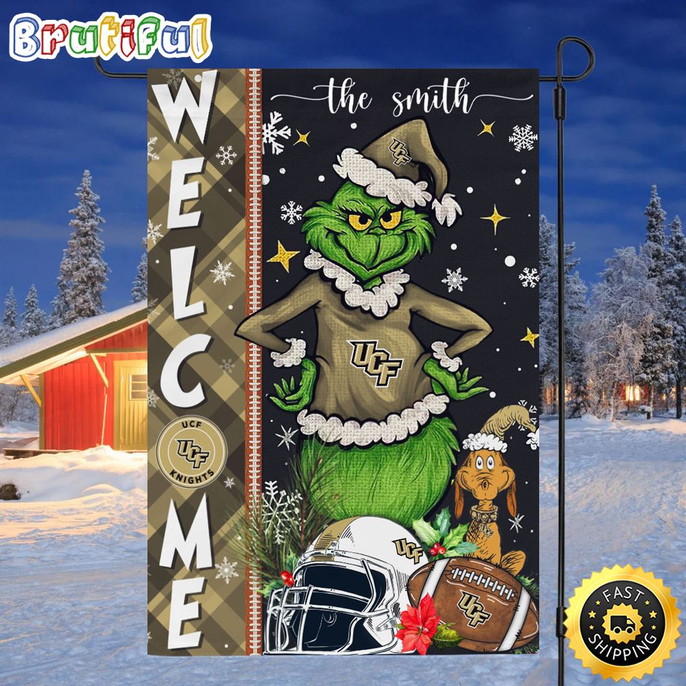 Customize NCAA UCF Knights Garden Flag Grinch Football Christmas Welcome Garden Flag