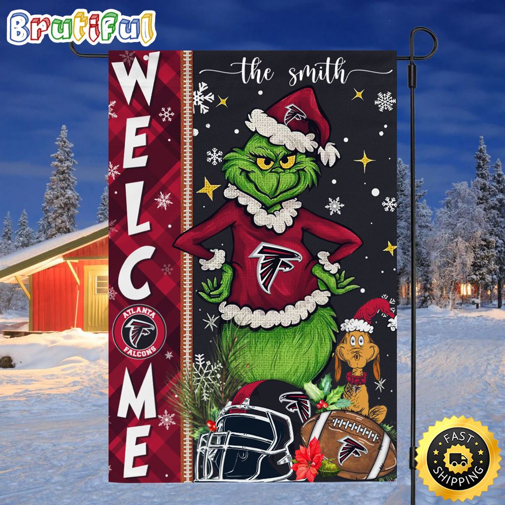 Customize NFL Atlanta Falcons Garden Flag Grinch Football Christmas Welcome Garden Flag