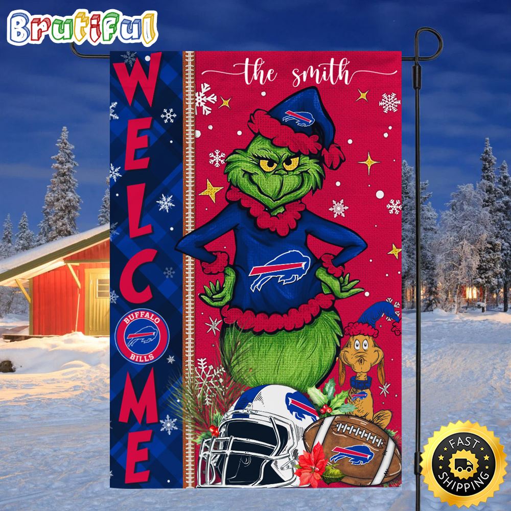 Customize NFL Buffalo Bills Garden Flag Grinch Football Christmas Welcome Garden Flag