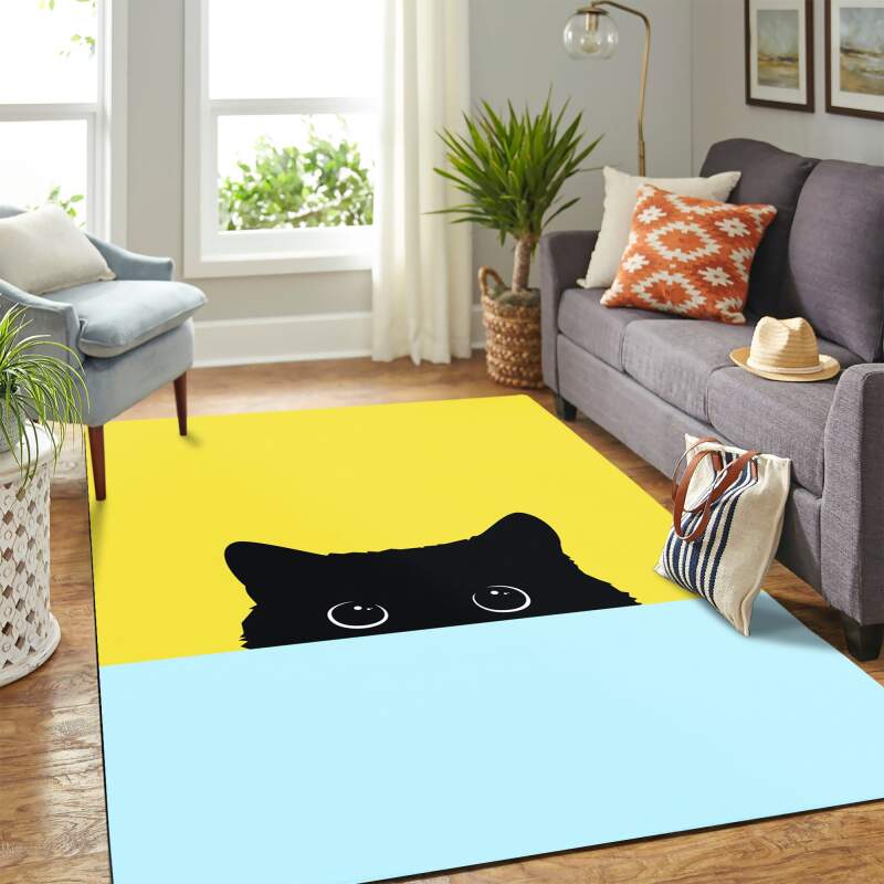 Cute Blue Cat Carpet Rectangle Rug