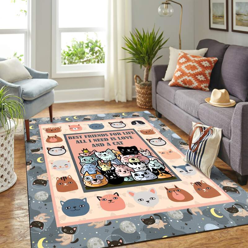Cute Cat Head Mk Carpet Area Rectangle Rug