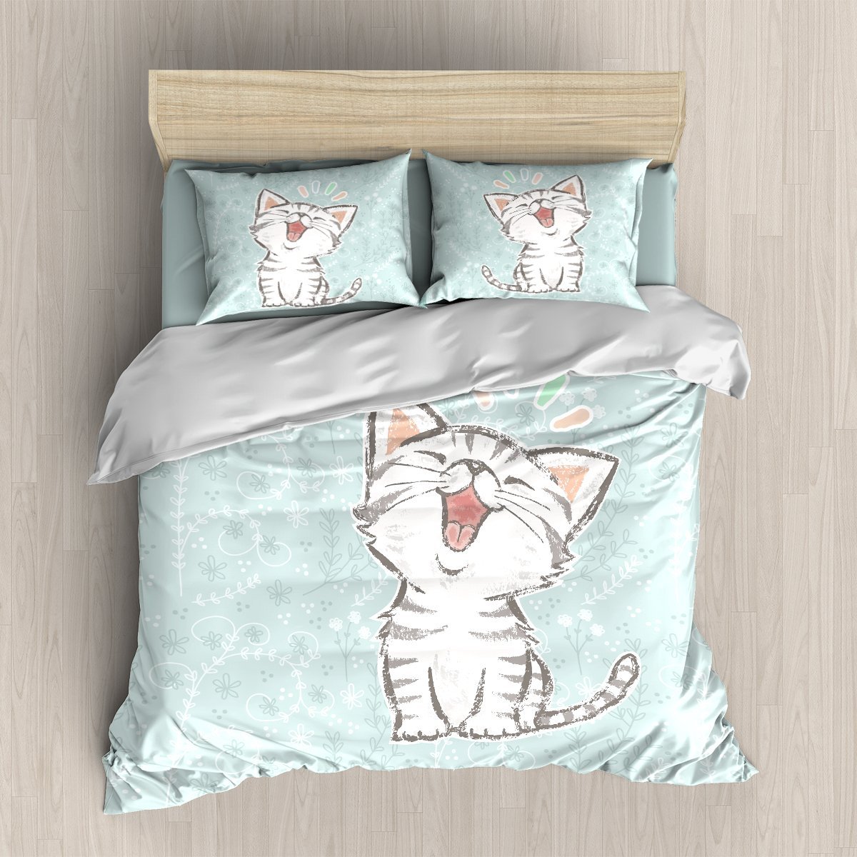 Cute Cat Laughing 3D Customized Duvet Cover Bedding Set