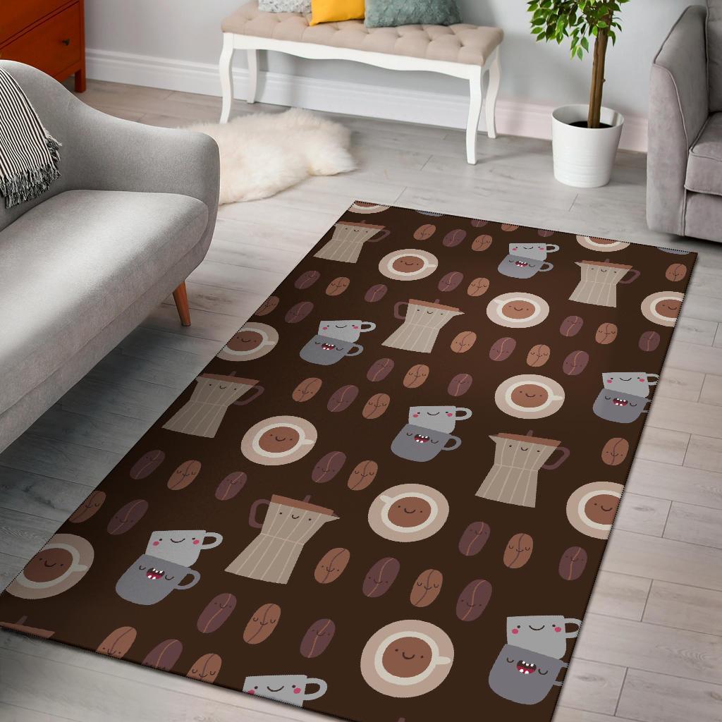 Cute Coffee Pattern Print Area Limited Edition Rectangle Rug