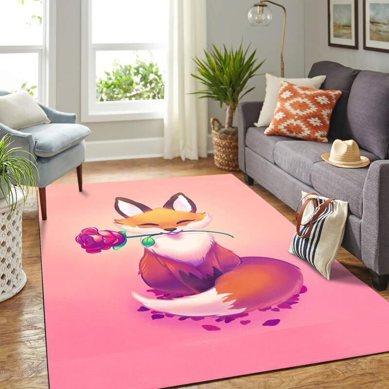 Cute Fox Carpet Floor Area Rectangle Rug