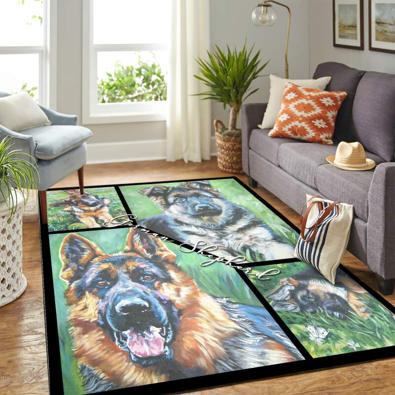 Cute German Shepherd Mk Carpet Area Rectangle Rug