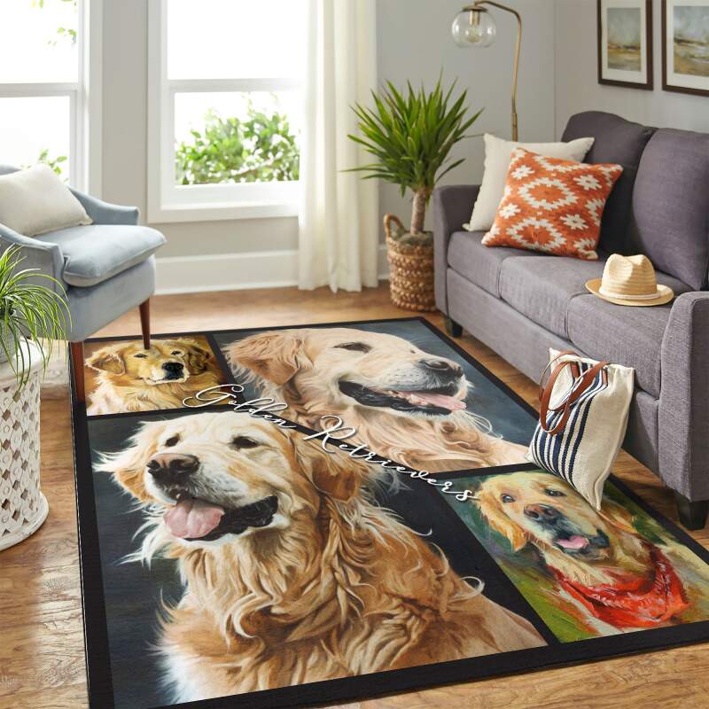 Cute Golden Retriever Mk Carpet Area Rectangle Rug